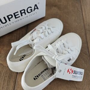 Superga Classic White Lace-Up Sneakers